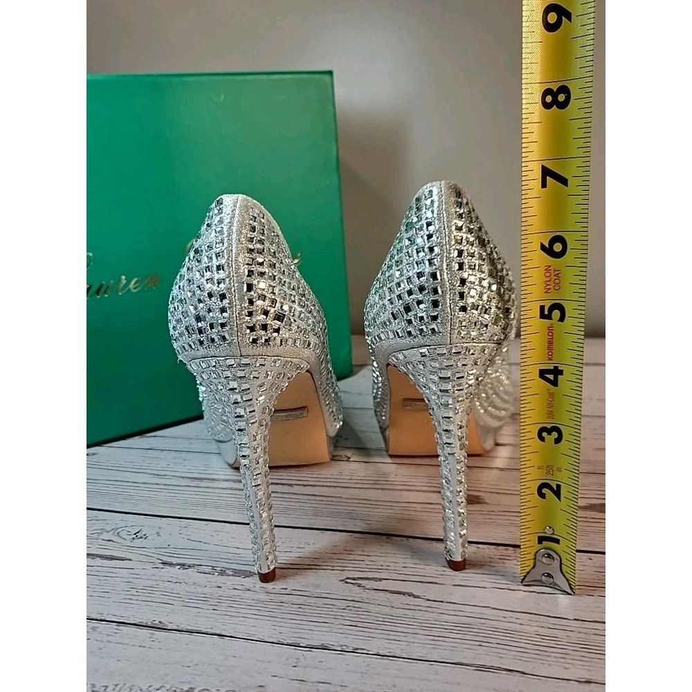 Lauren Lorraine Candie 12 Rhinestone Platform Wedding Dress Pumps Sz 7.5 Holiday - Picture 7 of 8